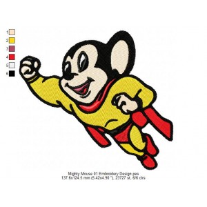 Mighty Mouse 01 Embroidery Design